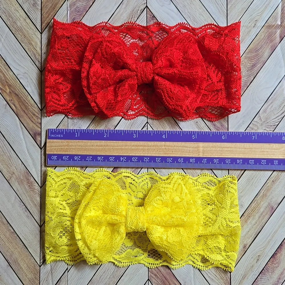 Baby Girls Lace Bow Headbands Set Soft Elastic Wide Hairbands Infants & Toddler